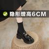 thick-soled black single shoes for women's new spring and autumn small leather shoes, the inner height increases by 6CM