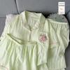 Women's Summer Cartoon Pajama Set: Short-Sleeved, Thin, 3-Piece with Chest Pads Suitable for Home or Outdoor Wear