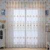 Embroidered Floral Curtains for Living Room, Bedroom, Balcony Contemporary Style Light-filtering Voile Drapes with Grommet Top All-season Sheer Window