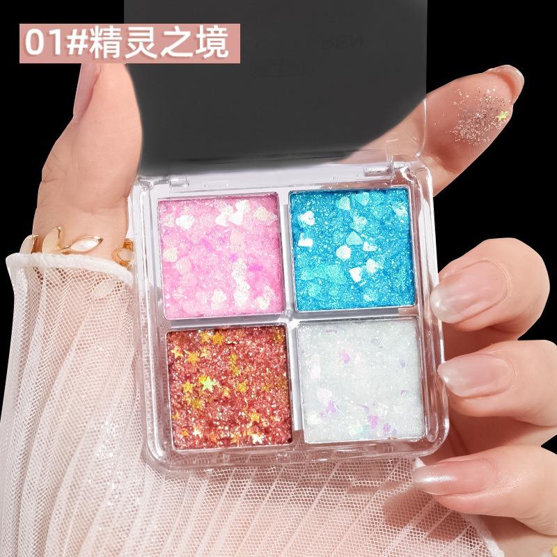 Color Glitter Eyeshadow Palette Glue Free For Stage Festival Makeup