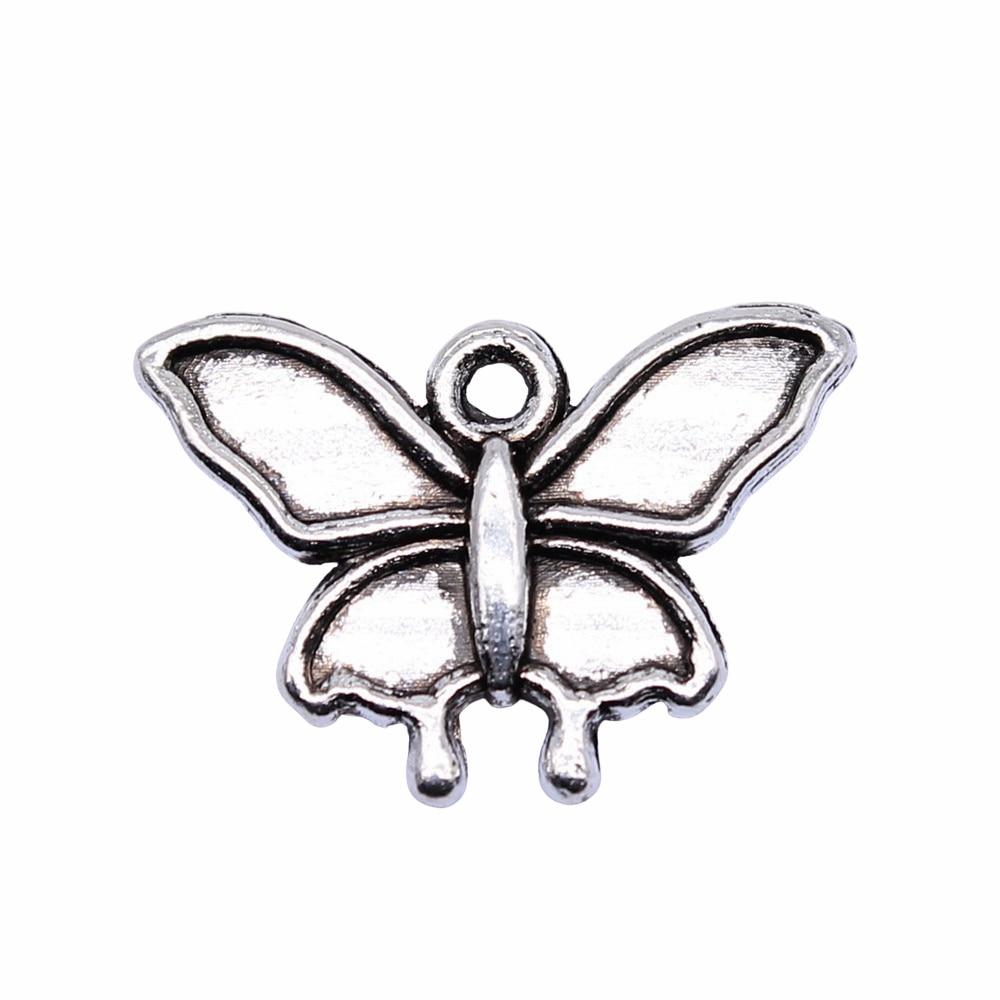 

20шт подвески-бабочки античное серебро цвет цинковый сплав 14х19мм