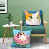 Cute Cartoon Cat Patterns Pillow Case Double-Sided Plush Sofa Cushion Covers Organic Breathable Invisible Zipper