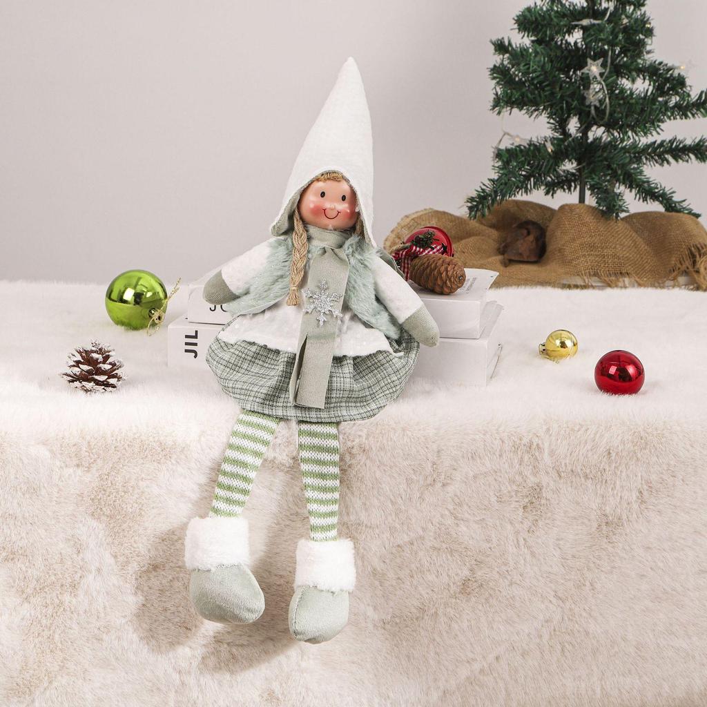 LED Christmas Angel Doll with Retractable Legs - Cute Holiday Elf Decoration