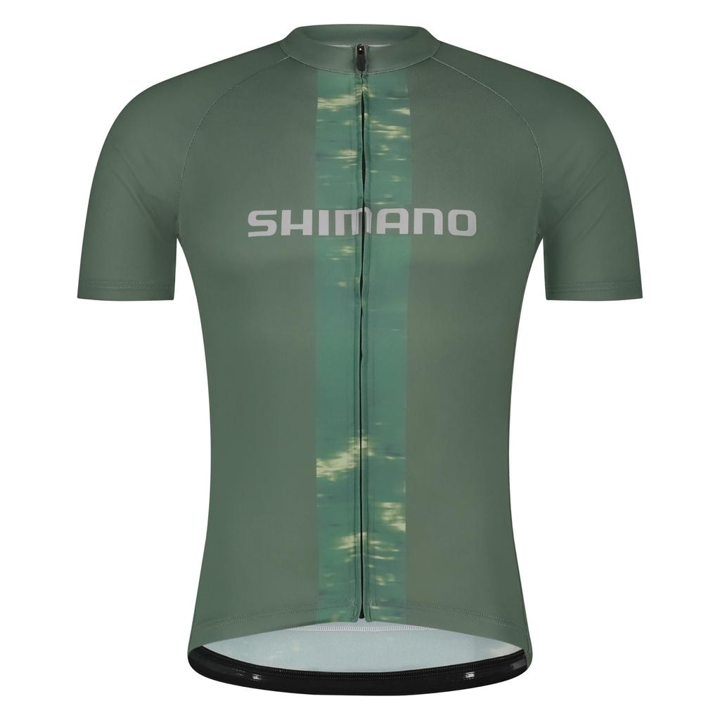 SHIMANO Cyklistický dres Logo Dres s krátkým rukávem Zelený S Doporučeno (Evropská velikost) výška 167-173cm