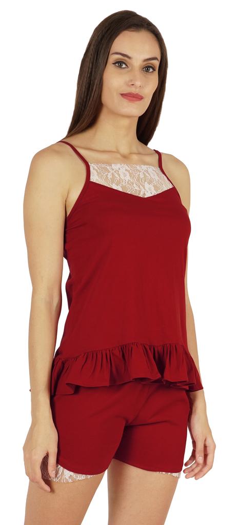 Inkmeso Lingerie Lace Cami Sleepwear Shorts Set For Women  S Spaghetti Strap Nightwear 2 Pcs