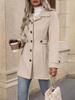 New Autumn Winter Women's Fashion Lapel Button Chic Slim Fit Wool Blend Coat Jacket