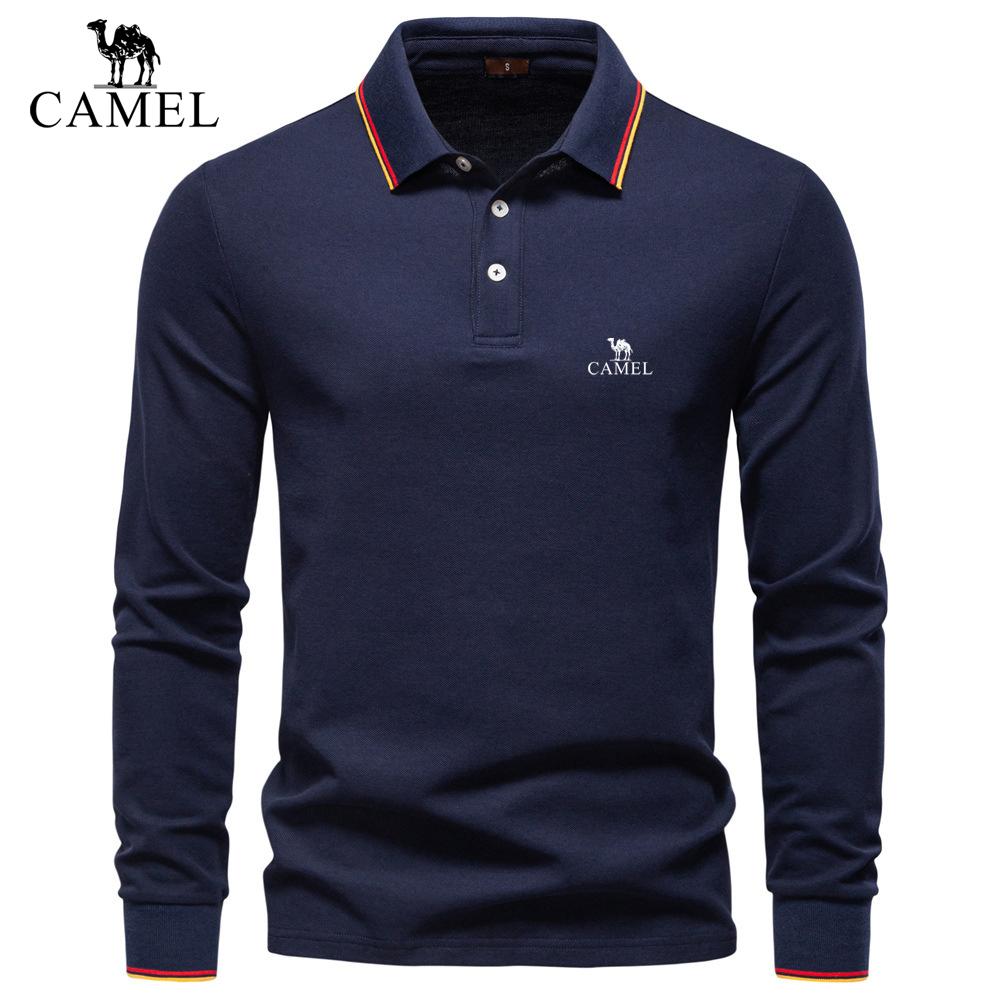 

CAMEL 2026 Autumn New Embroidery Men s Long Sleeved Polo Shirt, Solid Color Men s Top with Lapel, Versatile Polo Shirt for Men S