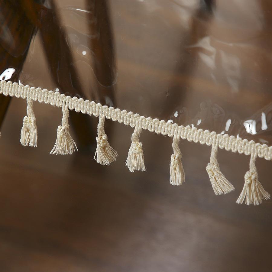 PVC Soft Glass Tablecloth,retro Fringed Lace Waterproof Oil-proof Household,light Luxury High-end Coffee and Eating Table Cover