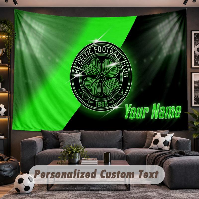 Celtic FC Personalisierte Wandteppich Unterstützung Benutzerdefinierter Name, Wandkunst Heimdekoration