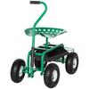 Rolling Seat 360 degrees Rotatable Height-Adjustable Garden Cart with Storage Surface Wheels Handle Mobile Garden Seat Rotatable Work Seat Garden