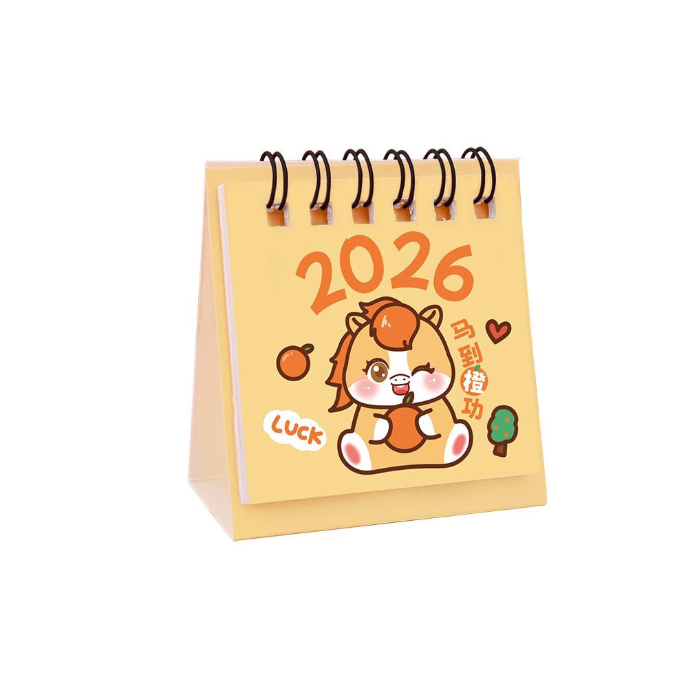 2026 Cute Fruit Cartoon Desk Calendar: Mini Desktop Ornament & Portable Student Notebook