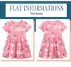 European Unicorn Pattern Summer Dress - Girls' Short-Sleeved Cotton Princess Style