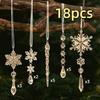 18pcs Clear Acrylic Christmas Tree Decor Teardrop Shape Shock-Resistant Christmas Hanging Suspended Decorations Sparkling