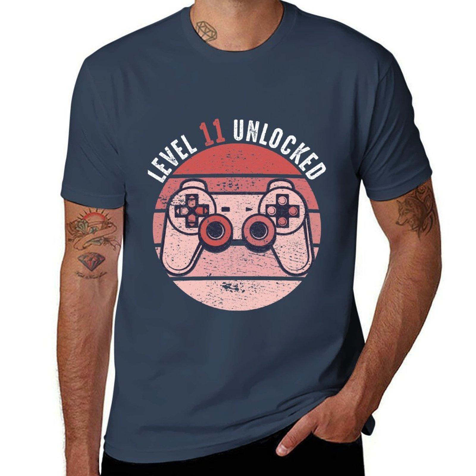 Level 11 Unlocked 11th Anniversary Tshirt Big Size Simple Tshirt S