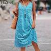 Dámská móda Léto Jaro Květinový potisk Bez rukávů Výstřih do O Volný pas Neformální šaty