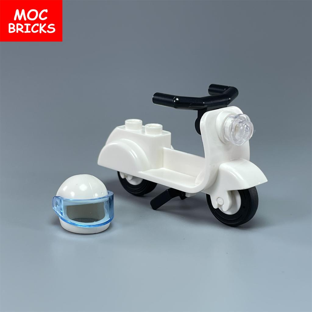 Briques de Construction Moc Non Toxiques Ville Sports Équitation Vélo Trottinette Moto Casque Assemblage Blocs de Construction Compatible Avec 15396C01 Jouets Cadeaux Enfants