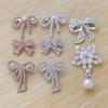 1PC Fashion Shiny Rhinestone Bow Buckle Pearl Tassel Pin Diamond Buckle DIY Garment Shoe Bag Applique Wedding Accessories Gifts