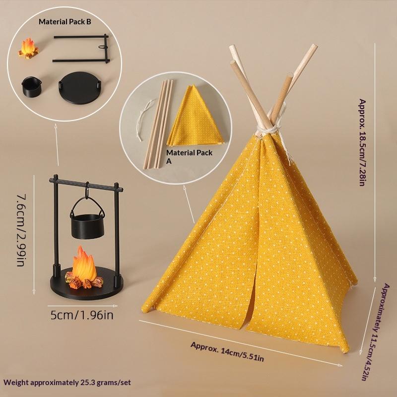 1:12 Scale Camping Tent Model Decoration Simulated Outdoor Tent Ornament Miniature Scene Accessories Doll Small Tent Toy