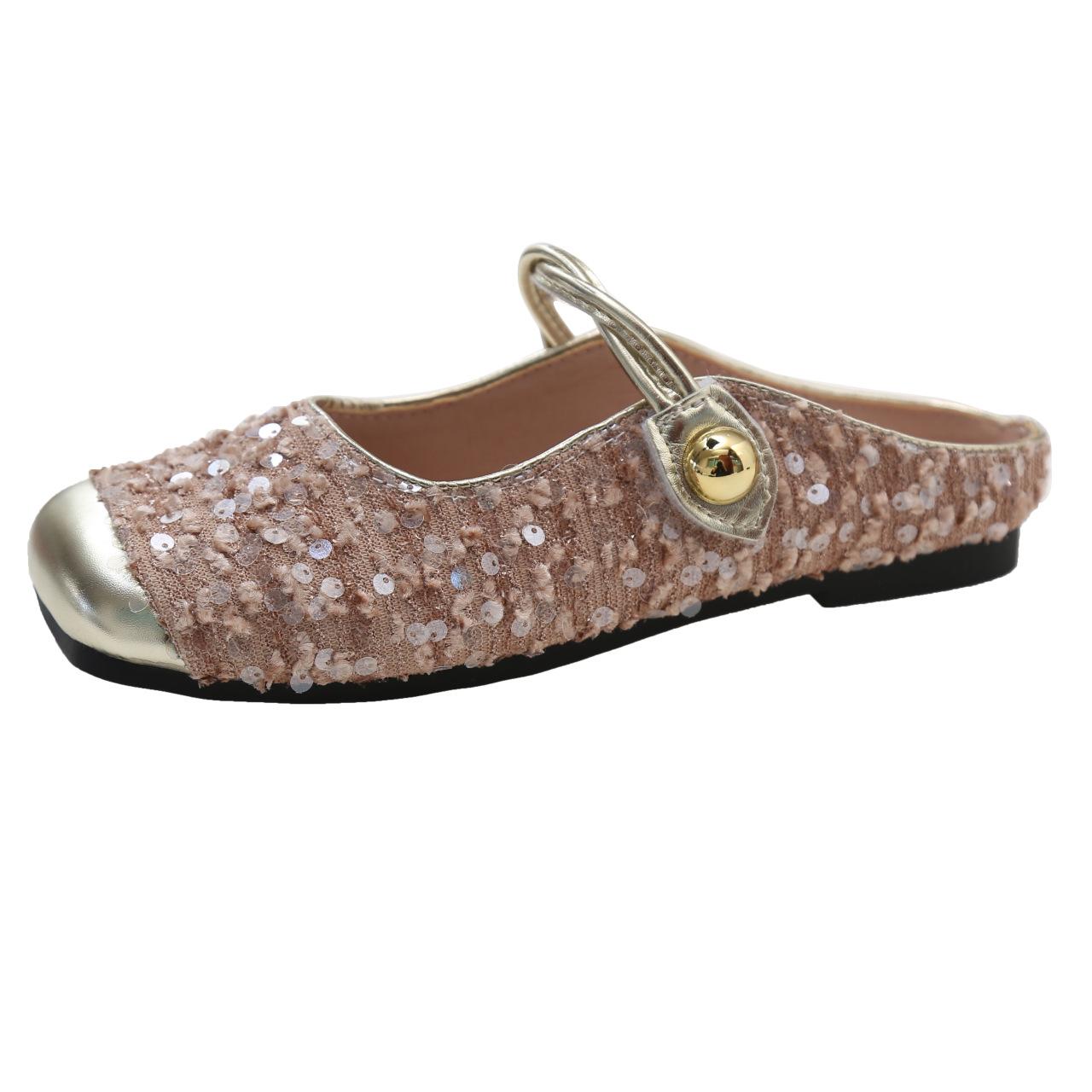 

Xiaoxiangfeng сумка з паєтками, домашні капці, жіночий верхній одяг, весна 2025, нові, на плоскій підошві, напіввідкриті, легкі та зручні капці, взуття 40 рожевий