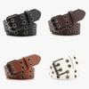 Punk Street Style Double Row Hole Women Casual Belt For Daily Versatile