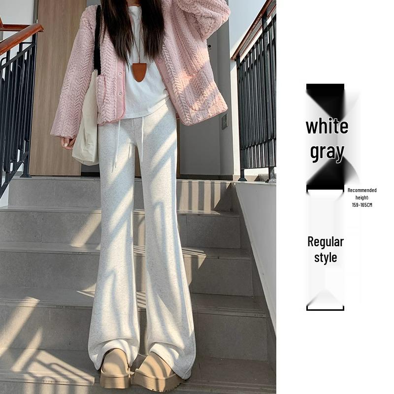 

Petite High Waist Grey Flare Pants - Women s Slimming Yoga Sweatpants for Spring/Autumn S (80-95 lbs)