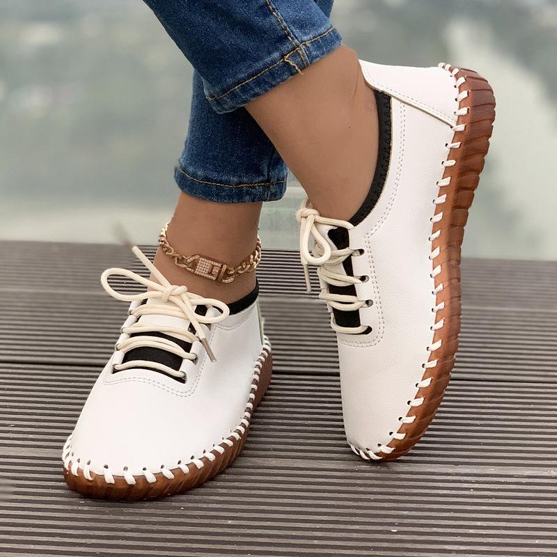 Spring Round Head Flat-soled Lace-up Shoes Fashion Single Shoes