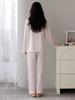 Women's Ice Silk Pajama Set: Spring & Autumn Long Sleeve, Light Luxury Style, Suitable for Indoor & Outdoor Wear.