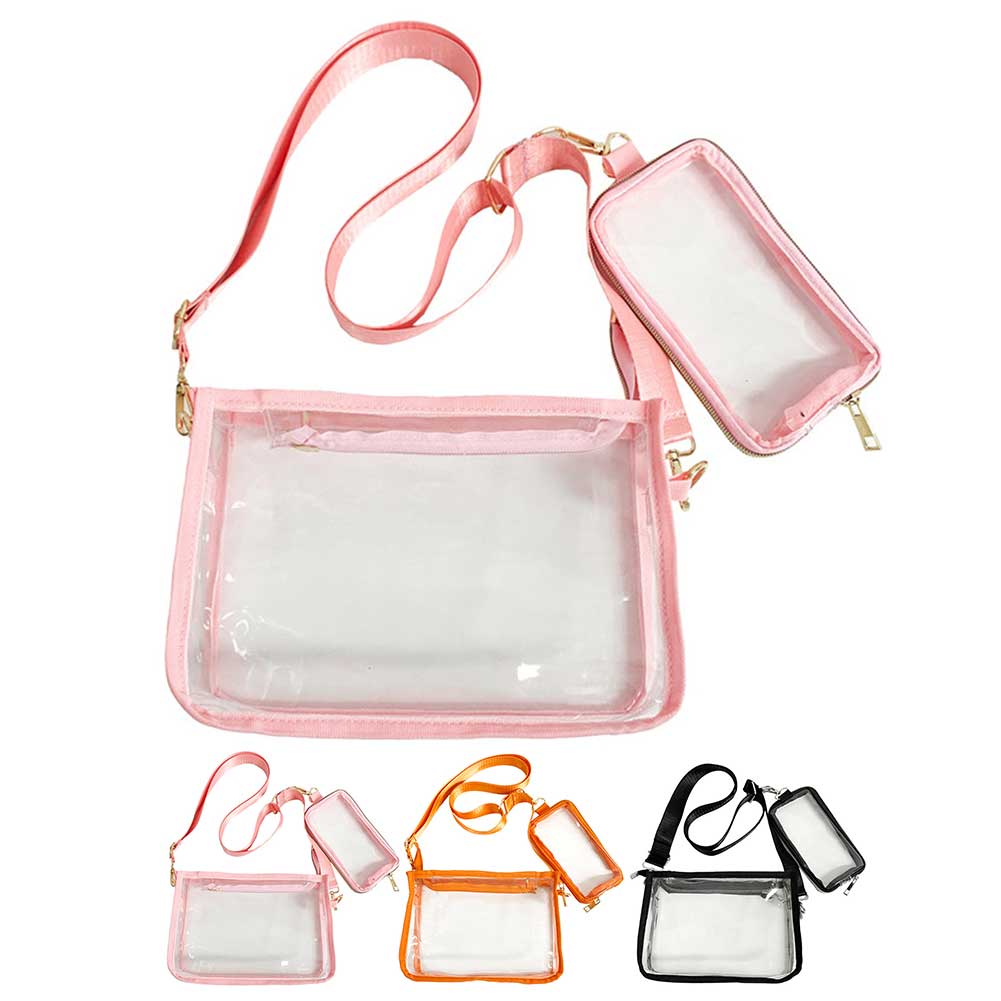 PVC Transparent Shoulder Bag 2 IN 1 Adjustable Shoulder Straps Casual Clear Crossbody Bag Fashion Couple Bag for Boys & Girls