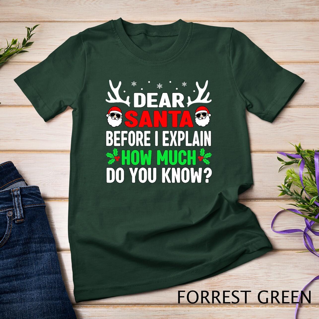 Funny Christmas Shirts Adults Dear Santa I Can Explain Unisex T-Shirt Mens Womens Tees Top M