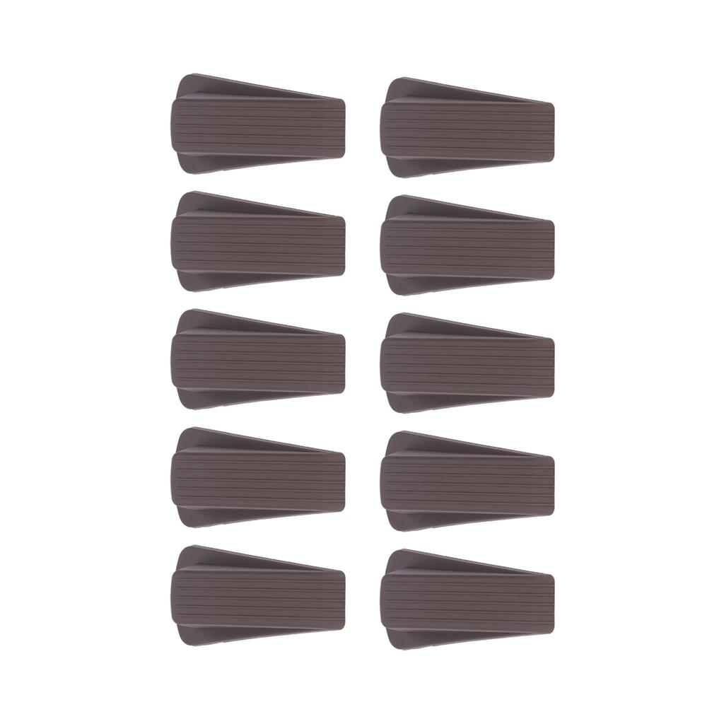 10Pcs Brown Door Stopper Set Convenient Practical Robust No Deformation Door Stop Wedge Kit for Home