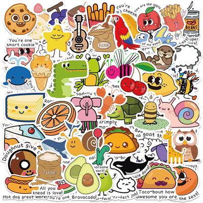 50Pcs/Set Funny English Kids Reward Series 06 Emoji Slang Stickers DIY Fashion Waterproof Doodle Decals Stickers