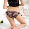 Sexy prohlédnete si květinovým potiskem Self Tie Bowknot Dámské kalhotky G-String spodní prádlo