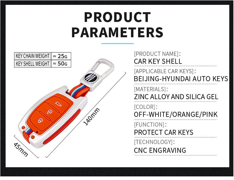 Premium Key Cover for Beijing Hyundai ix35, Lingdong, Mingtu, Langdong, Yuedong, Rena, and Festa