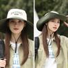 WTEMPO Women's Embroidery Patchwork Retro Denim Sun Hats Couple Wide Brim Trekking Camping Hiking Wind-proof Rope Hats