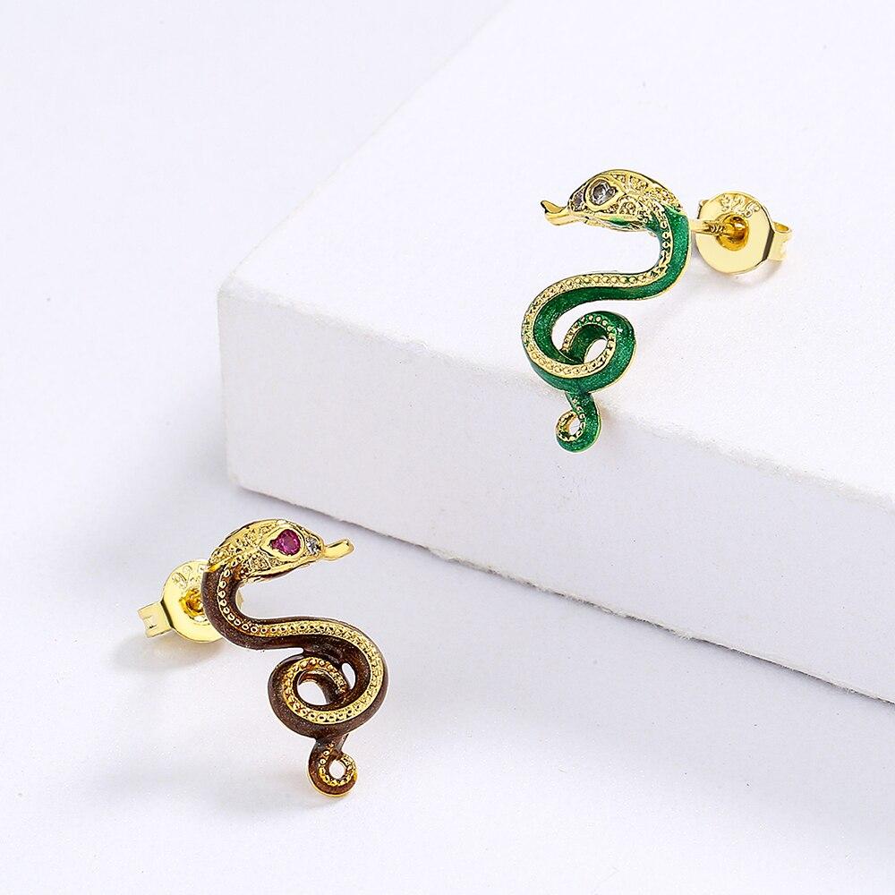Domineering Exquisite Snake Earrings Asymmetric Women's Snake Earrings Colorful Handmade Enamel Jewelry Creative Party Jewelry