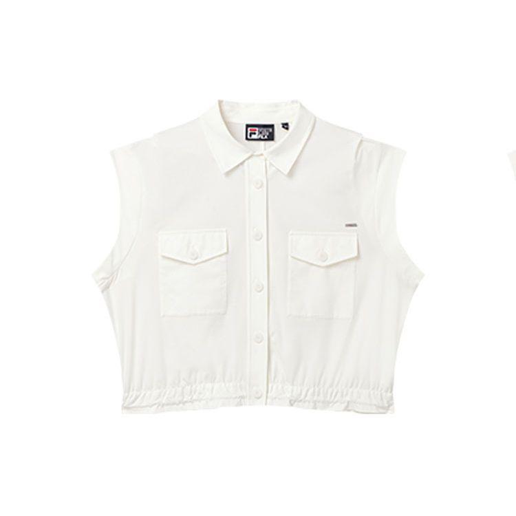 

FILA Solid Color Polo Pocket Vest Women vests Yellow Cream F11W327701F-IV L