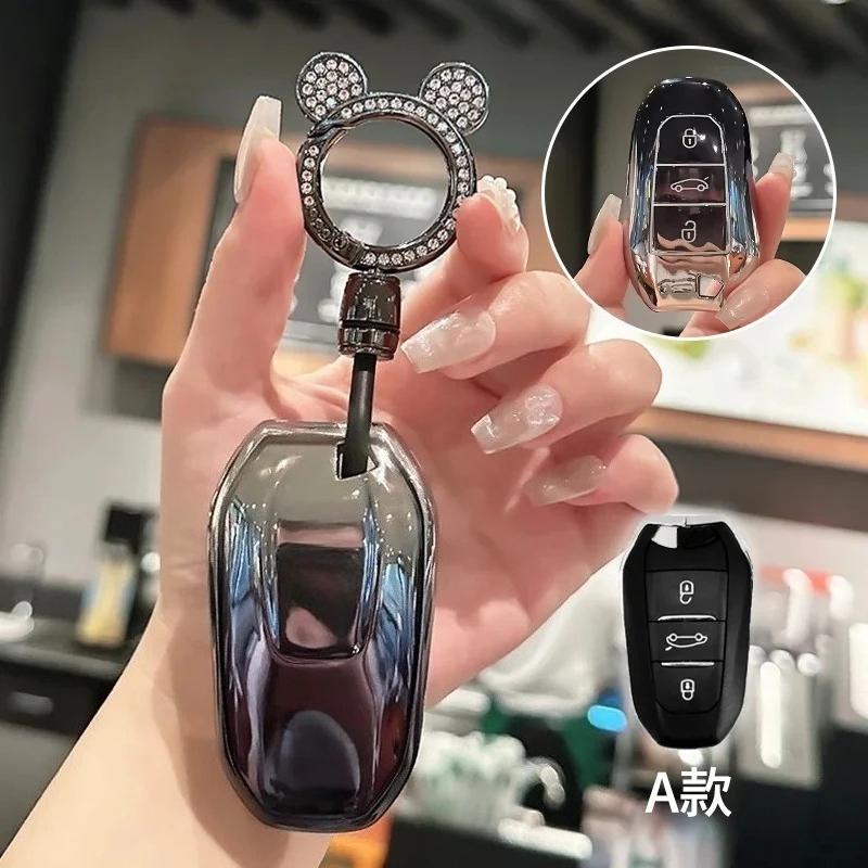 Tpu Car Remote Key Case Cover Key Bag Shell Holder Protection Fob For Peugeot 2008 3008 4008 5008 308 408 508 Keychain Accessory