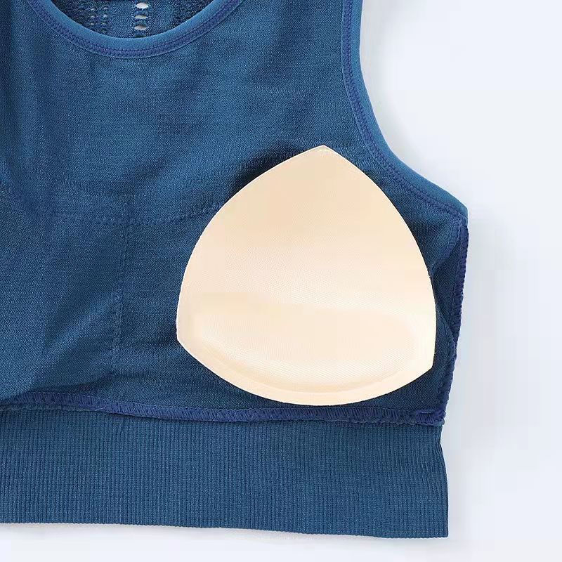 Damen Sport-BH Ohne Bügel Stoßfest Schnelltrocknend Unterwäsche Anti-Sammelnd Stereotypische Schönheit Rücken Hohl Weste mit Herausnehmbarem Brustpolster Yoga Weste