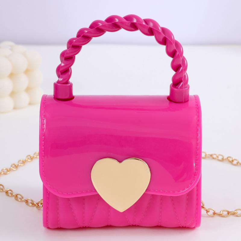 Kinder PVC Umhängetasche Münzbörse Kind Fashi Mini Handtaschen Schönes Herzmuster Dekori Handtasche Kleine Kette Gelee Tasche Für Mädchen