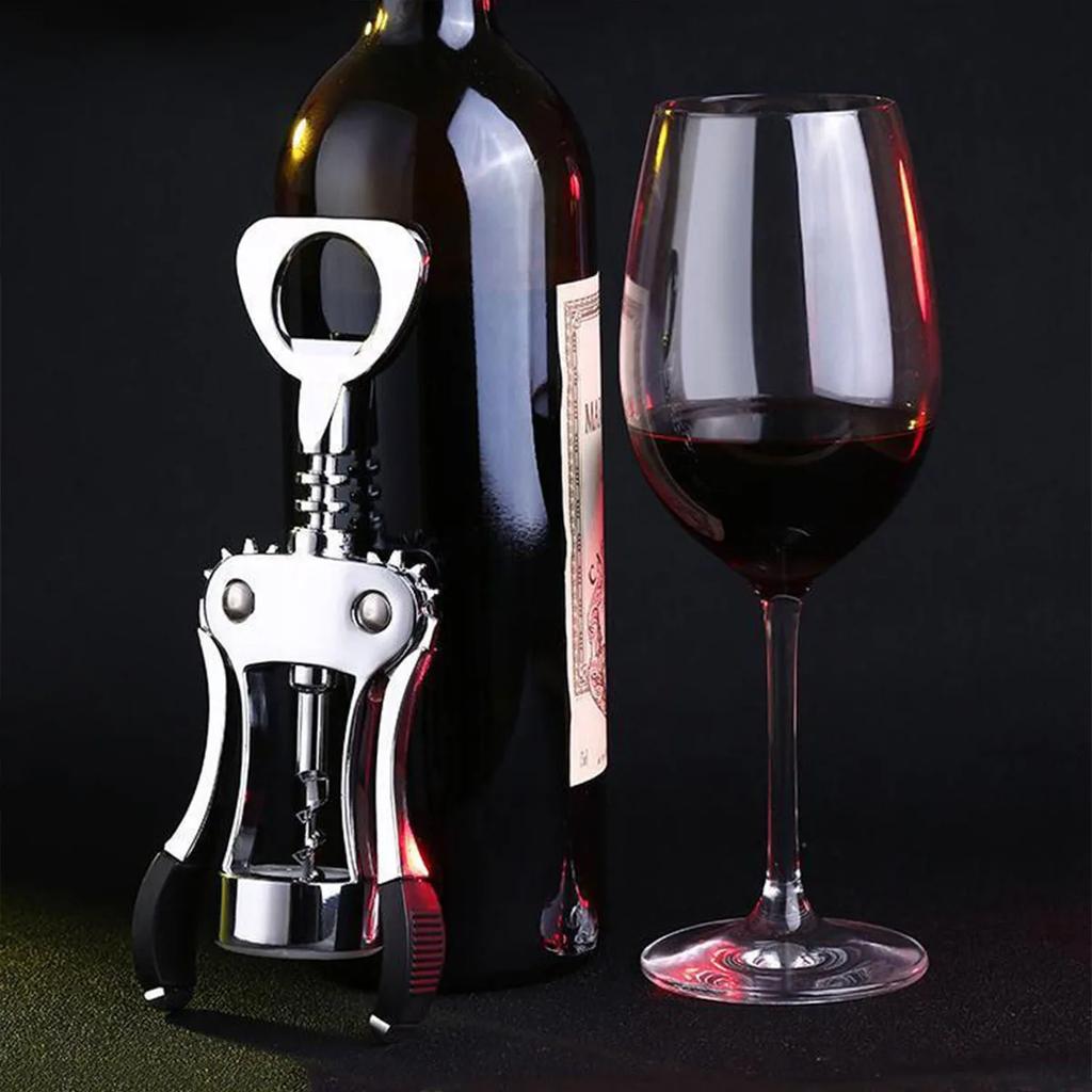 1pc-Wine Opener Stainless Steel Opener Zinc Alloy Premium Wing Corkscrew Wine Bottle Opener with Multifunctional Bottles Opener