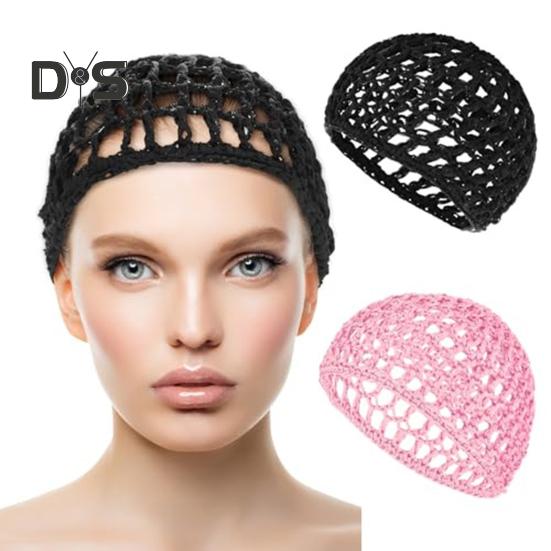 2 Pcs Nightcap Thick Yarn Crochet Elastic Hollow Out Net Multi-Purpose Mesh Cap for Sleeping Daily Wear Sleeping Hair Cap for Short To Medium Length
