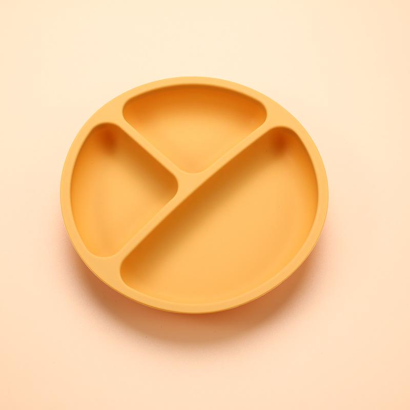 Food-Grade Silicone Baby Plate with Suction, Anti-Fall & Spill Features, Divided Sections for Infant Feeding