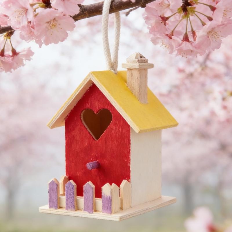Small Wooden Bird Nest Breeding Box For Courtyard And Terraces Decoration Safe Shelter House For Feathered Bird