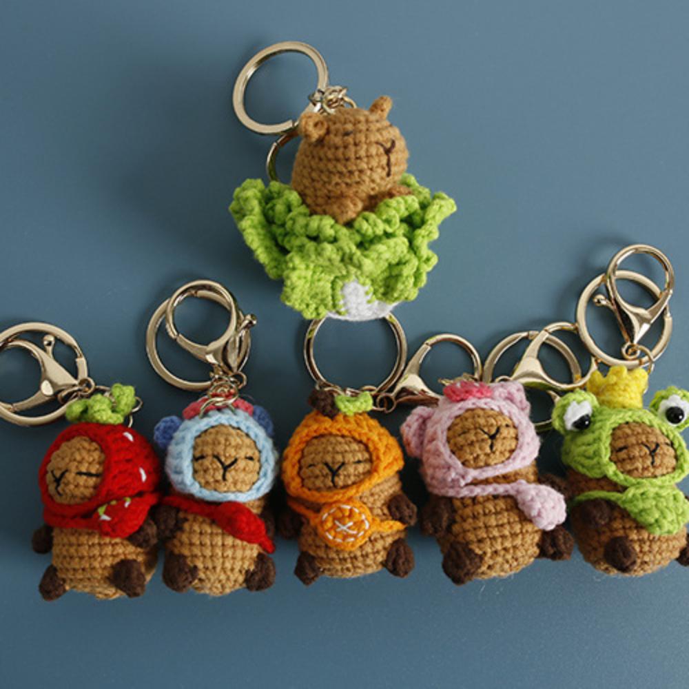 Creative Capybara Doll Capybara Keychains Crochet Bag Accessories Key Ring Knitted Cartoon Pendant Kids Toys