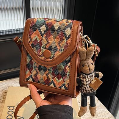 Popular Bags with High Texture and Fashionable Vertical Crossbody Bags for Women Ins Niche Shoulder Mobile Phone Bag Plaid Bag for Women