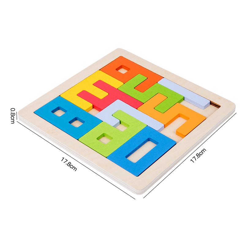 Kolorowa 3D Puzzle Drewniane Tangram Matematyka Zabawki Kostki Gra Dzieci Przedszkole Maginacja Kształty Cyfry Edukacyjna Zabawka dla Dzieci