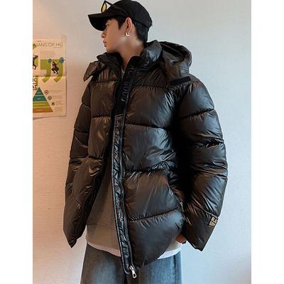 Autumn and Winter Bright Down Jacket, Couple Style Cotton Jacket, Fashionable Women's Casual Cotton Jacket, Over The Knee Warm Jacket