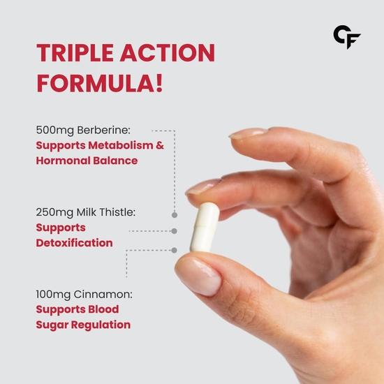 Carbamide Forte Berberis Berberine 95% with Milk Thistle & Cinnamon | Berberine Capsules 500 Mg | Berberine Supplements | 60 Veg Capsule