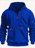 Men's Hooded Zipper Sweatshirt - Spring/Autumn Casual Fleece Jacket, Solid Color Trendy Brand