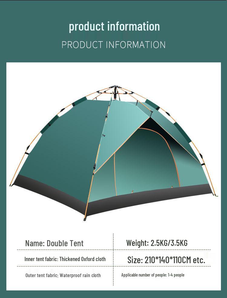 3-4 Person Automatic Double Layer Camping Tent with Full Equipment Set